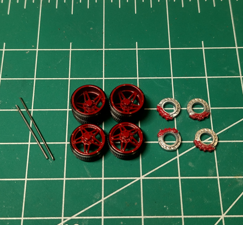 26" red dually wheels 1/64 scale