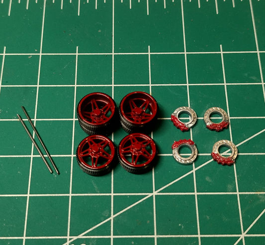 26" red dually wheels 1/64 scale